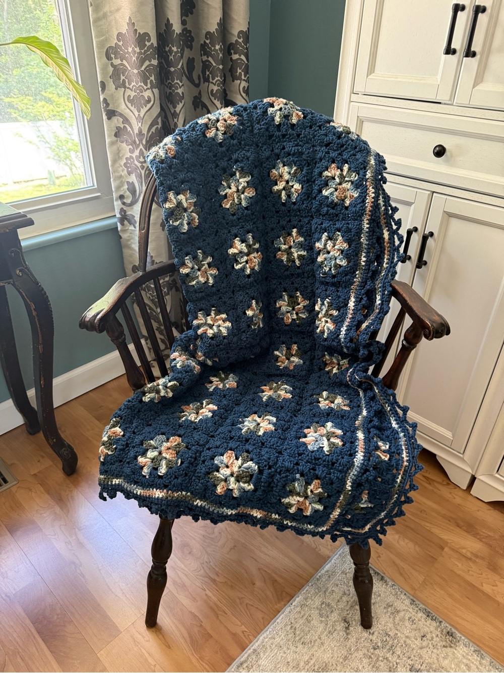 Handmade Vintage Granny Square Afghan Crochet Throw Blanket
